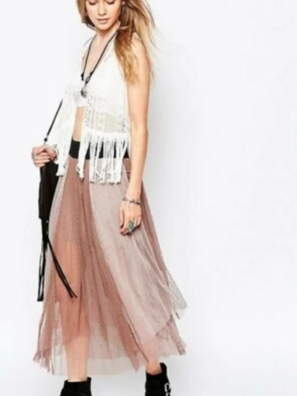 Free People Sugar Plum Purple Pink Maxi Mesh Tutu Skirt